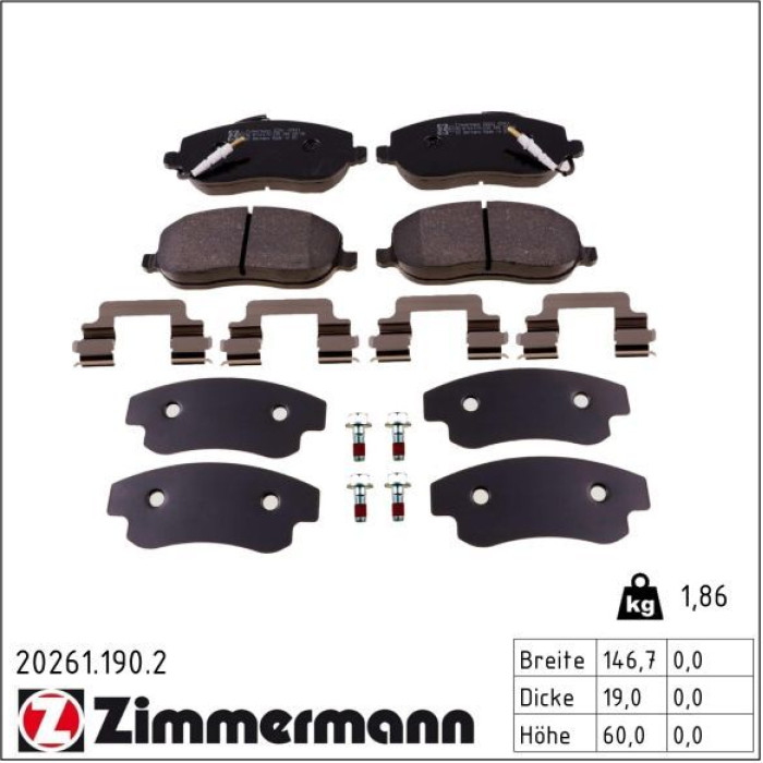 ZIMMERMANN Bremsbeläge 20261.190.2 ZIMMERMANN Bremsbeläge 20261.190.2