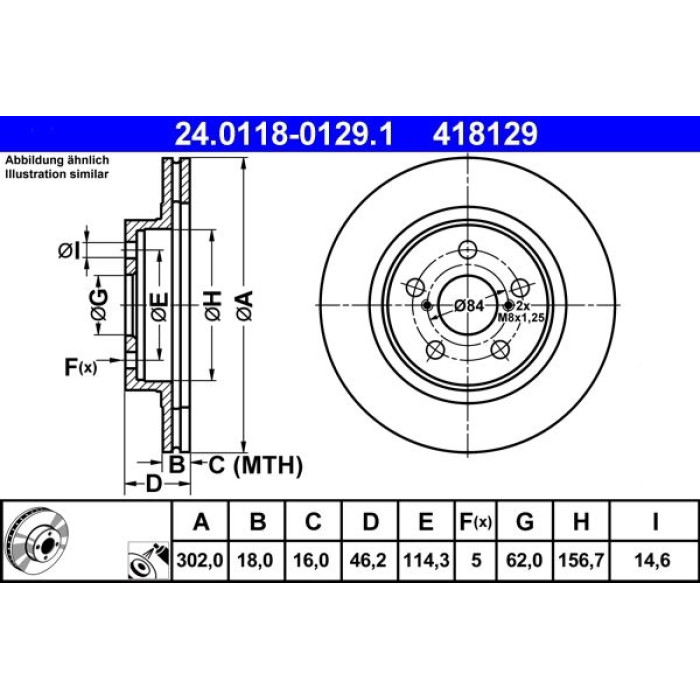 ATE Bremsscheibe Toyota Vorderachse RAV4 2.0 4Wd 94-00 24.0118-0129.1 ATE Bremsscheibe Toyota Vorderachse RAV4 2.0 4Wd 94-00 24.0118-0129.1