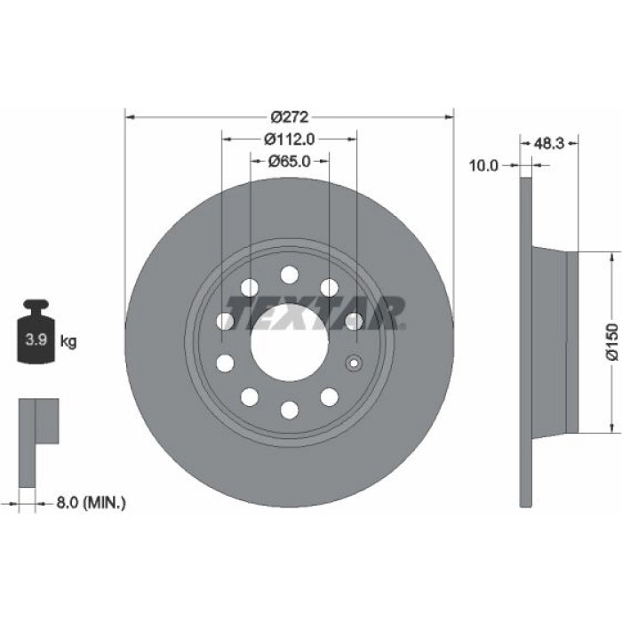 92224903 Textar Bremsscheibe 92224903 – 272 mm 92224903 Textar Bremsscheibe 92224903 – 272 mm