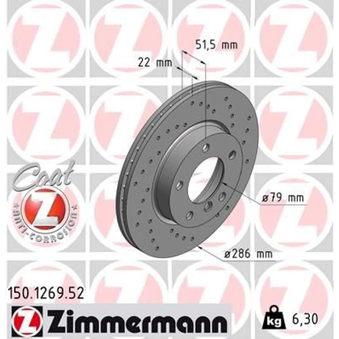 Zimmermann 11 481 023 Sport Bremsscheibe Vorderachse Sport 150.1269.52 Zimmermann 11 481 023 Sport Bremsscheibe Vorderachse Sport 150.1269.52