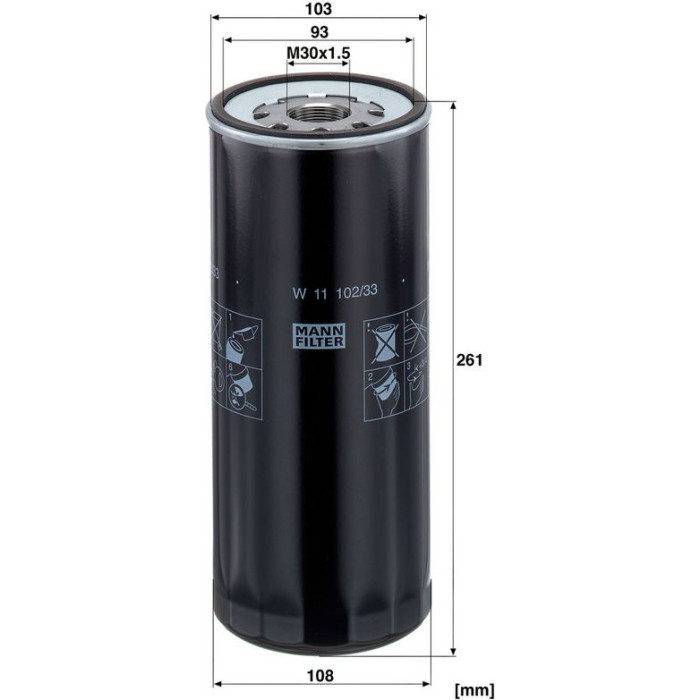 MANN-FILTER Ölfilter Industrie W 11 102/33 MANN-FILTER Ölfilter Industrie W 11 102/33