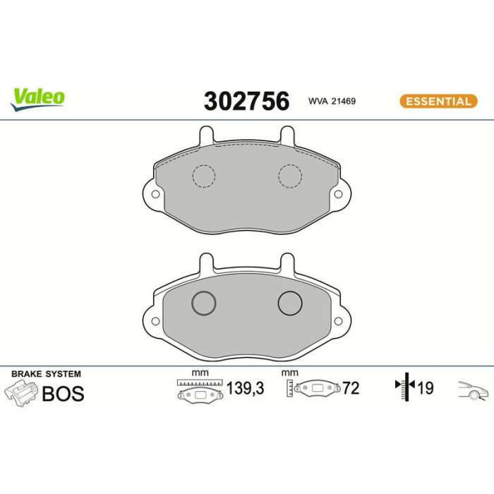 Valeo Bremsbelagsatz 302756 Valeo Bremsbelagsatz 302756