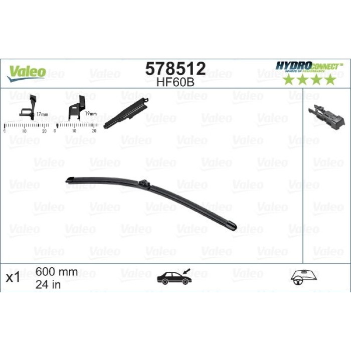 Valeo HydroConnect Front LHD 578512 - 60 cm Valeo HydroConnect Front LHD 578512 - 60 cm
