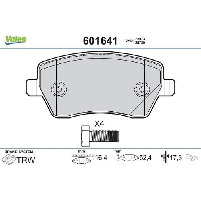Valeo Bremsbelagsatz 601641 Valeo Bremsbelagsatz 601641