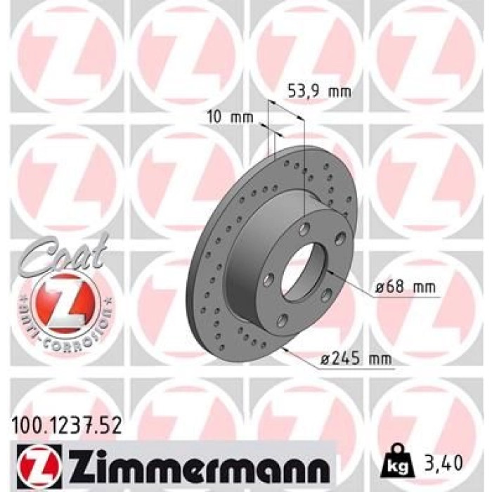 Zimmermann 12 482 016 Sport Bremsscheibe Hinterachse Sport 100.1237.52 Zimmermann 12 482 016 Sport Bremsscheibe Hinterachse Sport 100.1237.52