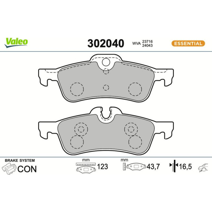 Valeo Bremsbelagsatz 302040 Valeo Bremsbelagsatz 302040