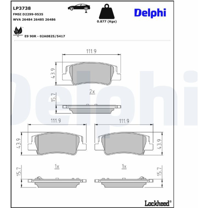 Delphi Bremsbelagsatz LP3738