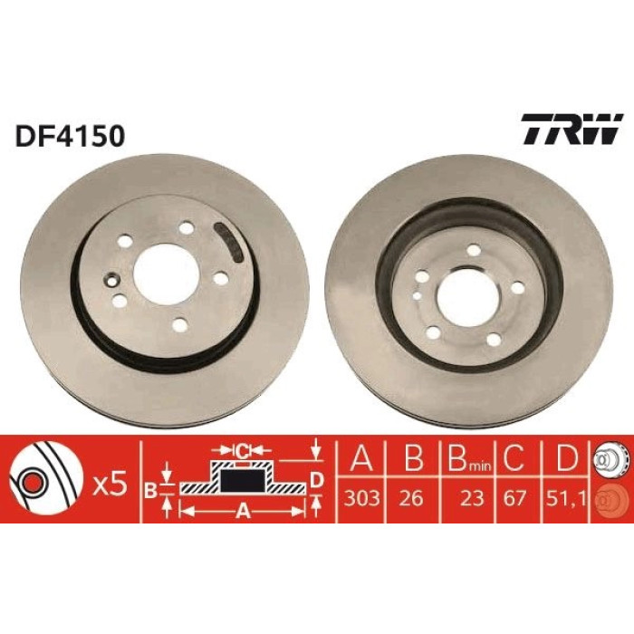 TRW Bremsscheibe Mercedes-Benz W163 98 DF4150