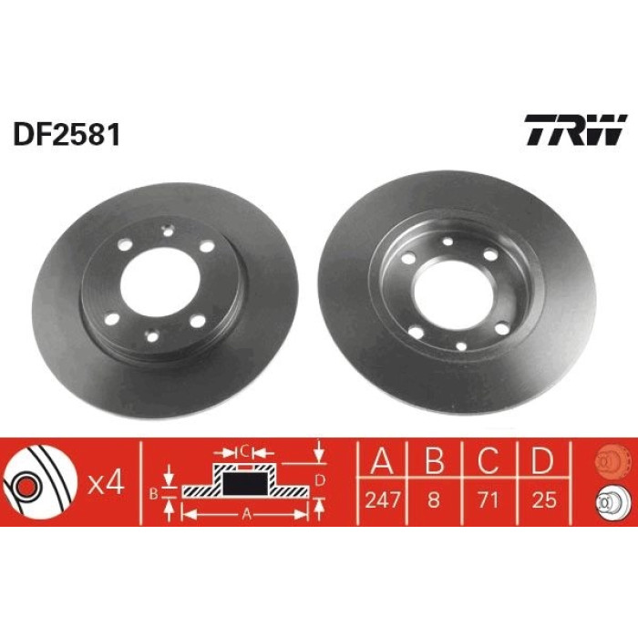 TRW Bremsscheibe Peugeot 306 DF2581 TRW Bremsscheibe Peugeot 306 DF2581