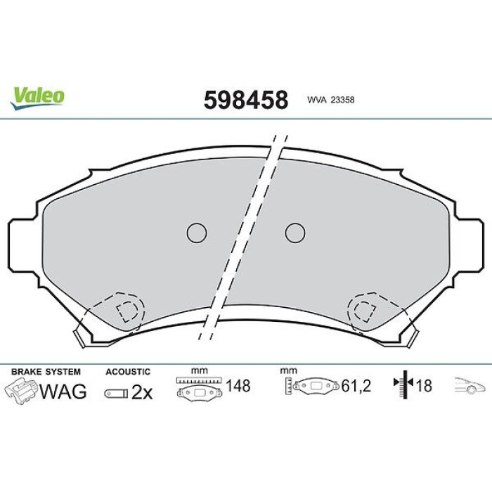 Valeo Bremsbelagsatz 598458 Valeo Bremsbelagsatz 598458