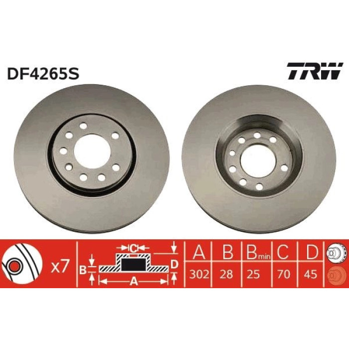 TRW Bremsscheibe Opel Vectra C DF4265S TRW Bremsscheibe Opel Vectra C DF4265S