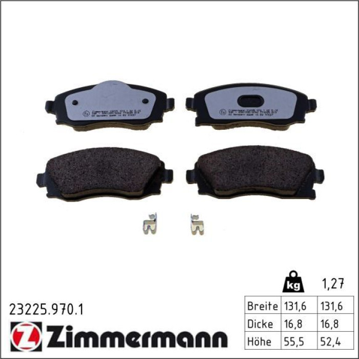 ZIMMERMANN Bremsbelagsatz, Scheibenbremse 23225.970.1 ZIMMERMANN Bremsbelagsatz, Scheibenbremse 23225.970.1