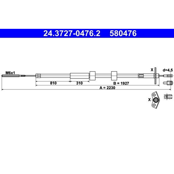 ATE Handbremsseil 24.3727-0476.2 ATE Handbremsseil 24.3727-0476.2