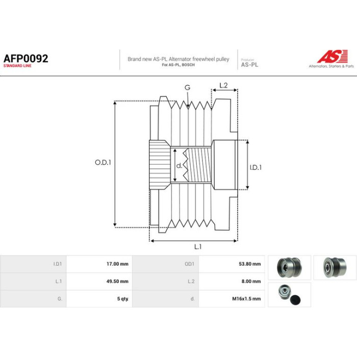 AFP0092 AS-PL Lichtmaschinenfreilauf AFP0092 AFP0092 AS-PL Lichtmaschinenfreilauf AFP0092