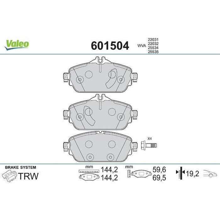 Valeo Bremsbelagsatz 601504 Valeo Bremsbelagsatz 601504