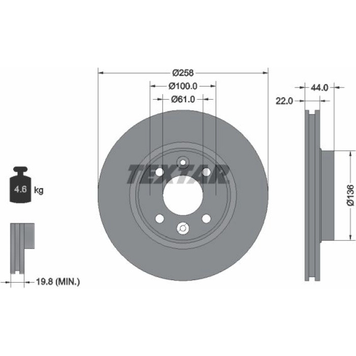 Textar Bremsscheibe 92255203 Textar Bremsscheibe 92255203