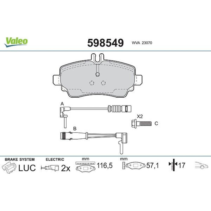 Valeo Bremsbelagsatz 598549 Valeo Bremsbelagsatz 598549