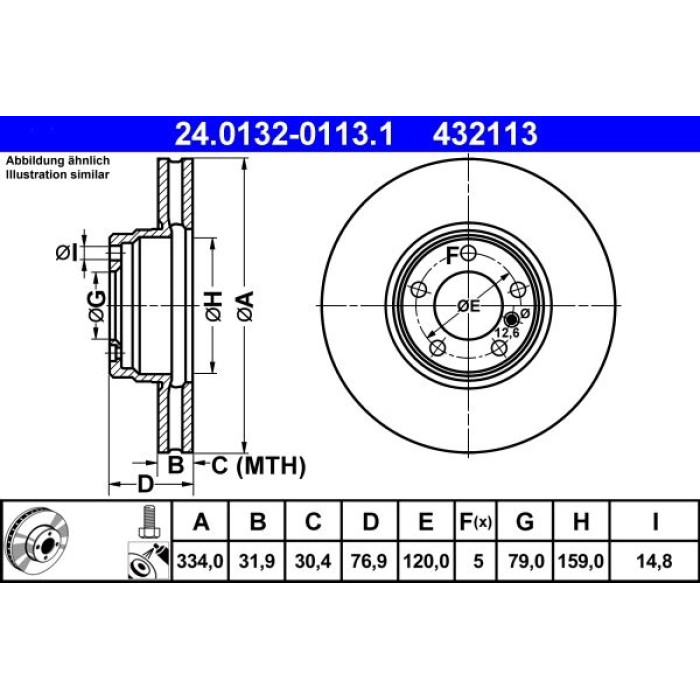 ATE Bremsscheibe BMW S. 7 4.0D/5.4 94-01 24.0132-0113.1