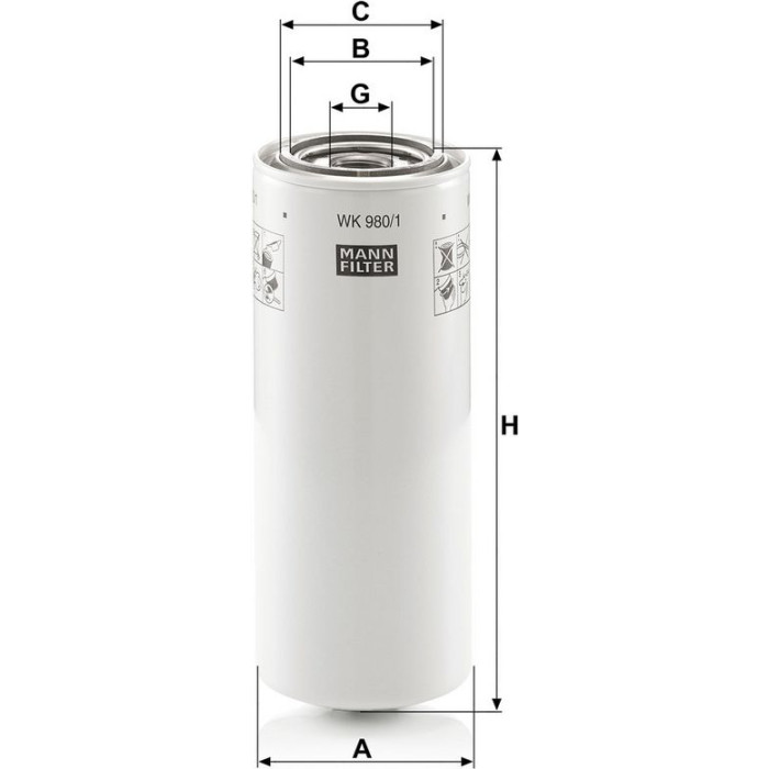 MANN-FILTER Kraftstofffilter LKW WK 980/1 MANN-FILTER Kraftstofffilter LKW WK 980/1