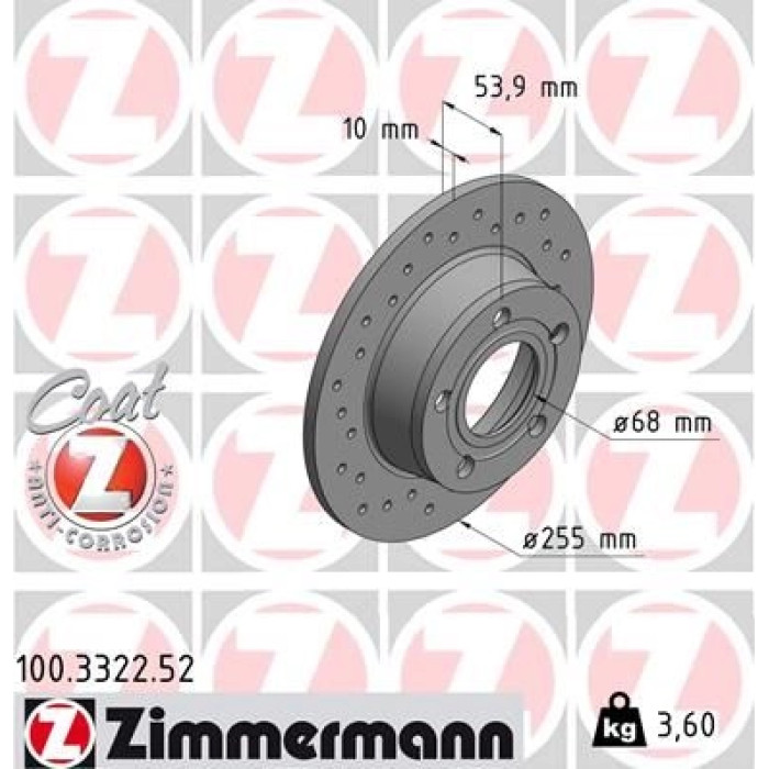 Zimmermann Bremsscheibe Hinterachse Sport 100.3322.52 Zimmermann Bremsscheibe Hinterachse Sport 100.3322.52