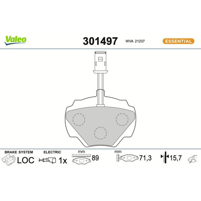 Valeo Bremsbelagsatz 301497 Valeo Bremsbelagsatz 301497