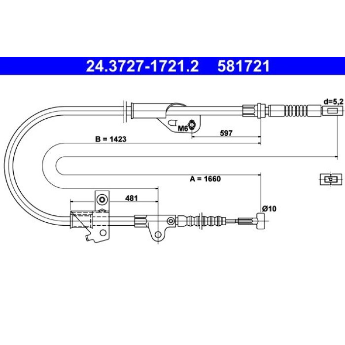 ATE Handbremsseil 24.3727-1721.2 ATE Handbremsseil 24.3727-1721.2