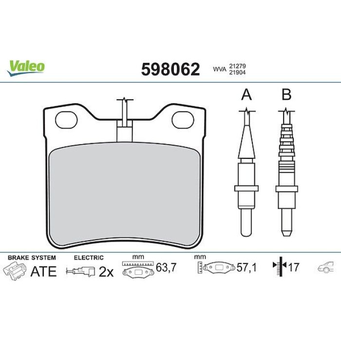 Valeo Bremsbelagsatz 598062 Valeo Bremsbelagsatz 598062