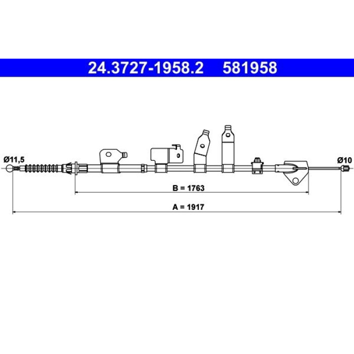 ATE Handbremsseil 24.3727-1958.2 ATE Handbremsseil 24.3727-1958.2