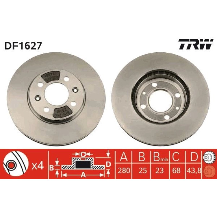 TRW Bremsscheibe DF1627 TRW Bremsscheibe DF1627