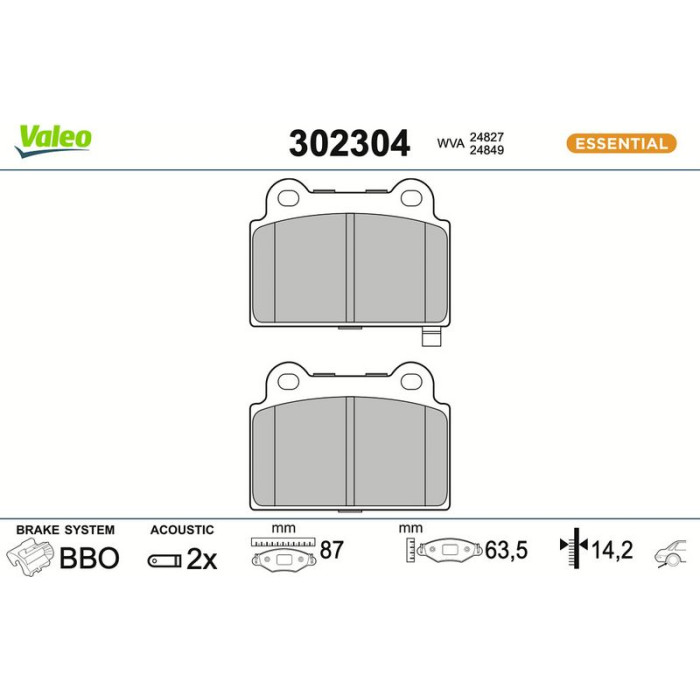 Valeo Bremsbelagsatz 302304 Valeo Bremsbelagsatz 302304