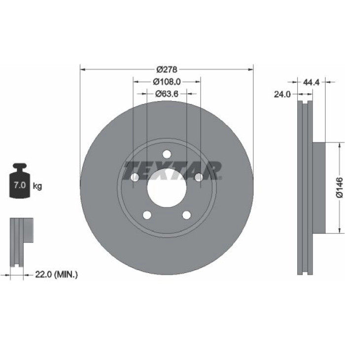 Textar Bremsscheibe 92124803 Textar Bremsscheibe 92124803