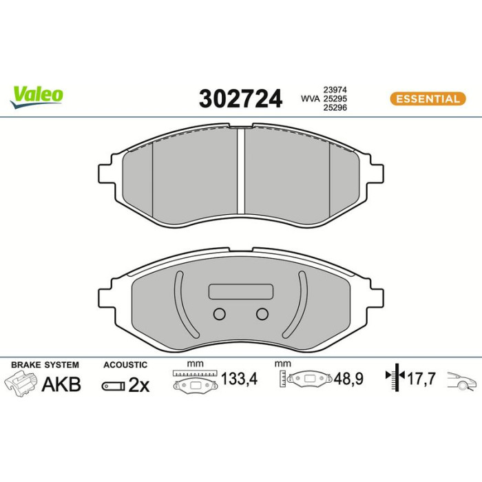 Valeo Bremsbelagsatz 302724 Valeo Bremsbelagsatz 302724