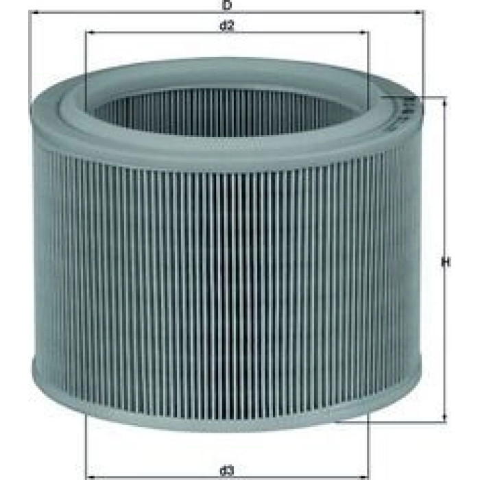 LX 486 MAHLE Luftfilter LX 486, Filtereinsatz, Höhe 123,5 mm – u. a. für Peugeot 205 II (20A/C), 306 Schrägheck (7A, 7C, N3, N5), 306 (7B, N3, N5) – OE Nummer 144484 - l
