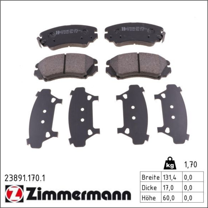 ZIMMERMANN Bremsbeläge 23891.170.1 ZIMMERMANN Bremsbeläge 23891.170.1