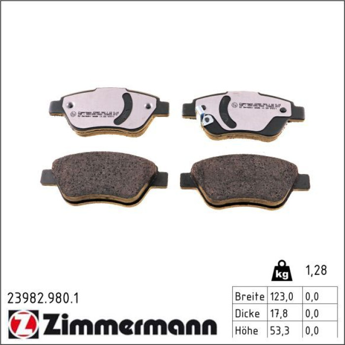 23982.980.1 ZIMMERMANN Bremsbelagsatz, Scheibenbremse 23982.980.1 23982.980.1 ZIMMERMANN Bremsbelagsatz, Scheibenbremse 23982.980.1