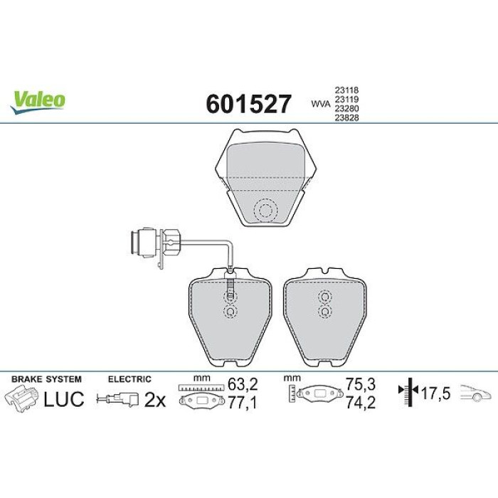 Valeo Bremsbelagsatz 601527 Valeo Bremsbelagsatz 601527