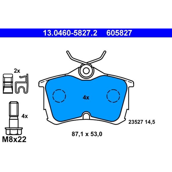ATE Bremsbelagsatz Honda Hinterachse Accord 1.8-2.4 98-08 13.0460-5827.2 ATE Bremsbelagsatz Honda Hinterachse Accord 1.8-2.4 98-08 13.0460-5827.2