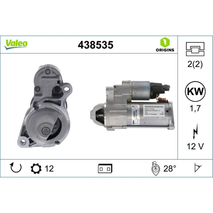 Valeo Anlasser 438535 Valeo Anlasser 438535