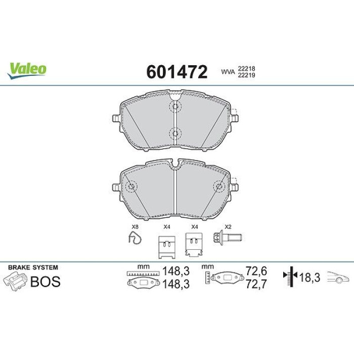 Valeo Bremsbelagsatz 601472 Valeo Bremsbelagsatz 601472