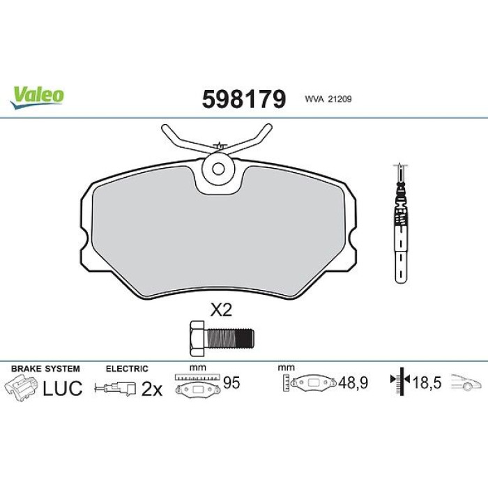 Valeo Bremsbelagsatz 598179 Valeo Bremsbelagsatz 598179