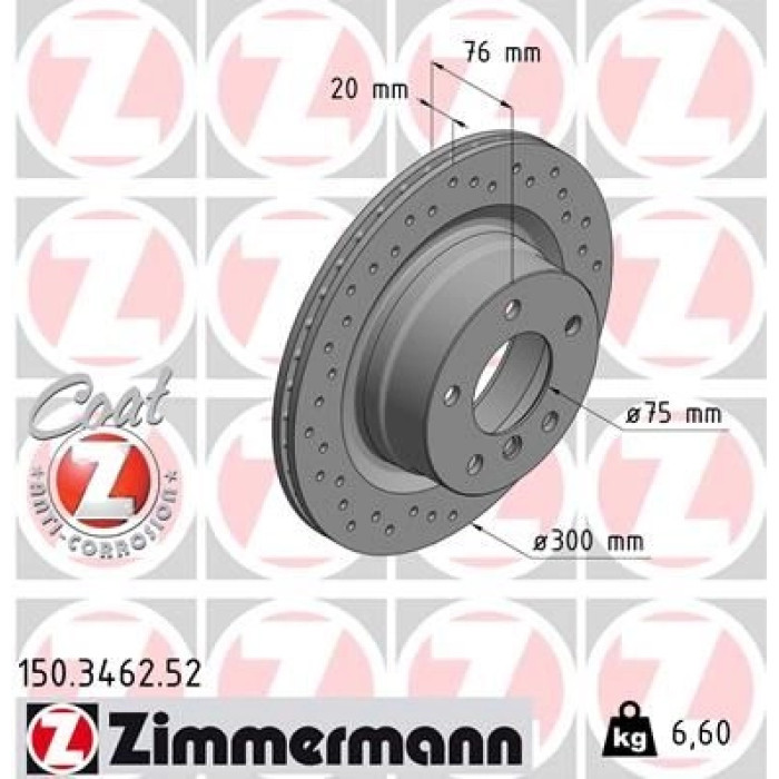 Zimmermann 11 482 051 Sport Bremsscheibe Hinterachse Sport 150.3462.52 Zimmermann 11 482 051 Sport Bremsscheibe Hinterachse Sport 150.3462.52