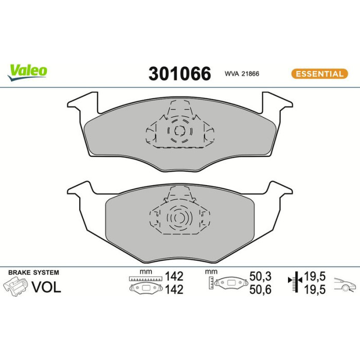 Valeo Bremsbelagsatz 301066 Valeo Bremsbelagsatz 301066