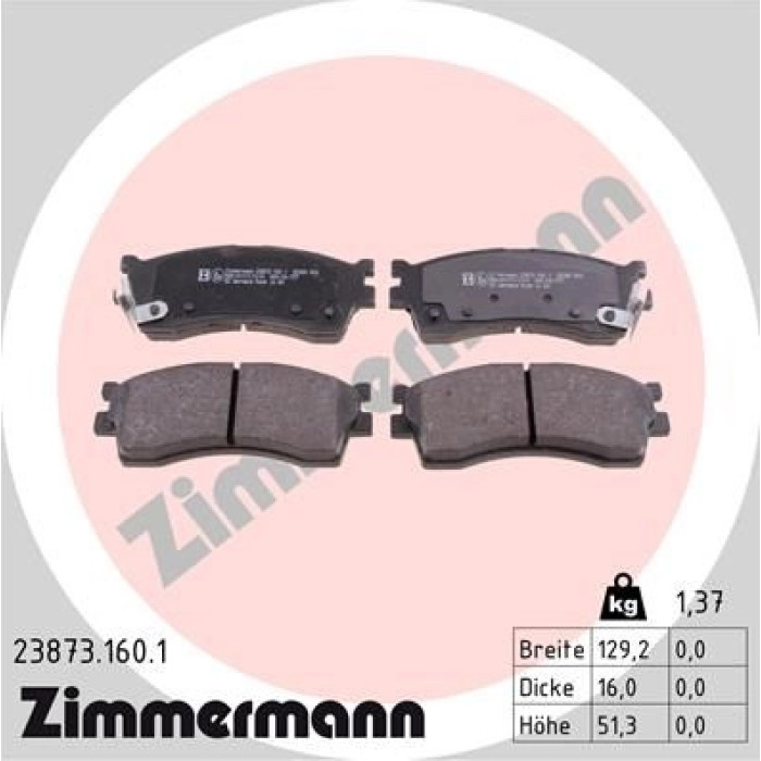 ZIMMERMANN Bremsbeläge 23873.160.1 ZIMMERMANN Bremsbeläge 23873.160.1
