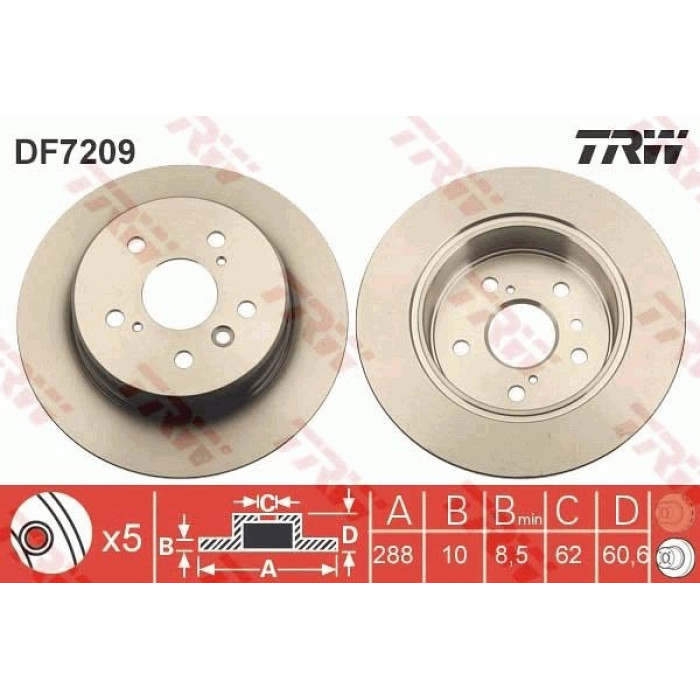 DF7209 TRW Bremsscheibe Hinterachse DF7209 DF7209 TRW Bremsscheibe Hinterachse DF7209