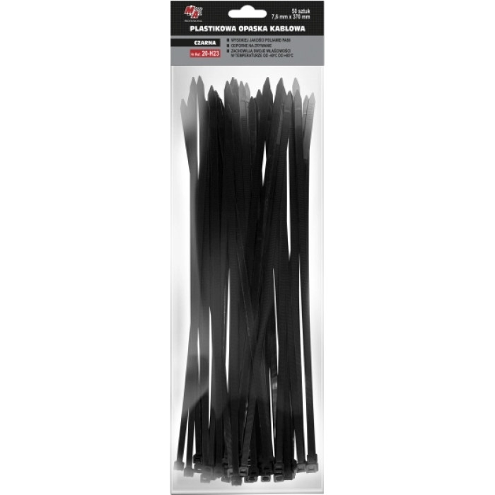 20-H23 MOJE AUTO AMT20-H23 Kabelbinder 7,6 x 370 (1 Pack 50 Stück) Schwarz