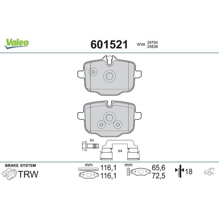 Valeo Bremsbelagsatz 601521 Valeo Bremsbelagsatz 601521