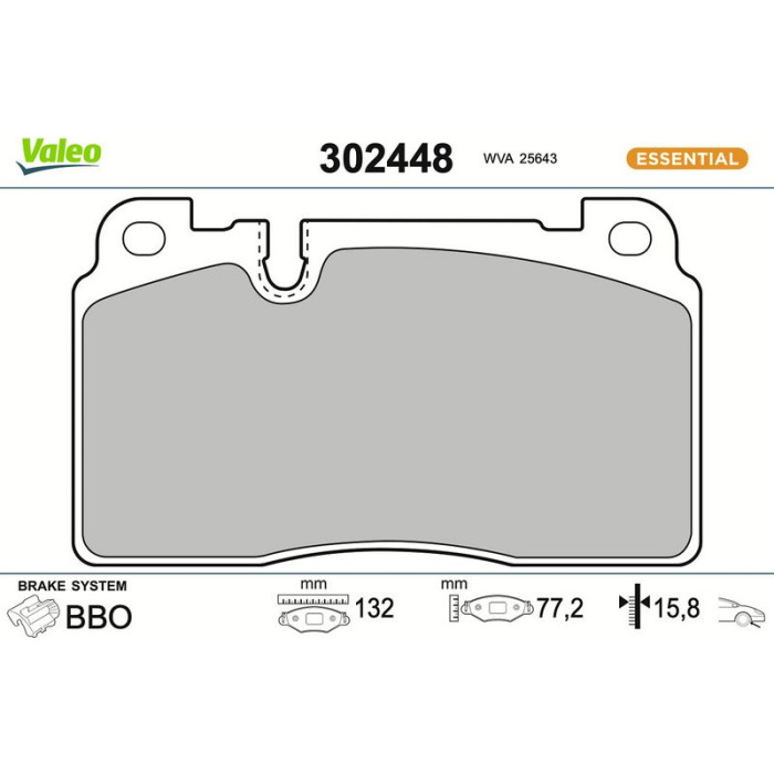 Valeo Bremsbelagsatz 302448 Valeo Bremsbelagsatz 302448