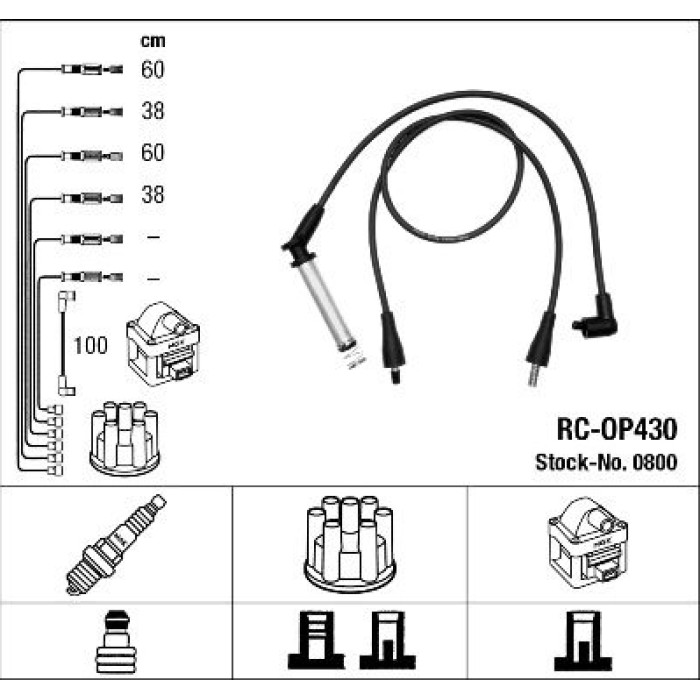 0800 NGK Zündkabelsatz (Zündleitungssatz) RC-OP430 0800 - l 0800 NGK Zündkabelsatz (Zündleitungssatz) RC-OP430 0800 - l