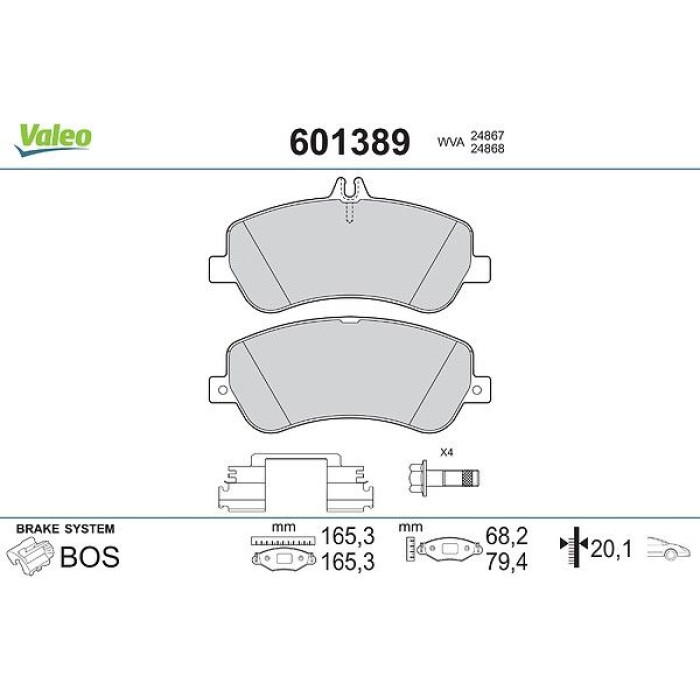 Valeo Bremsbelagsatz 601389 Valeo Bremsbelagsatz 601389