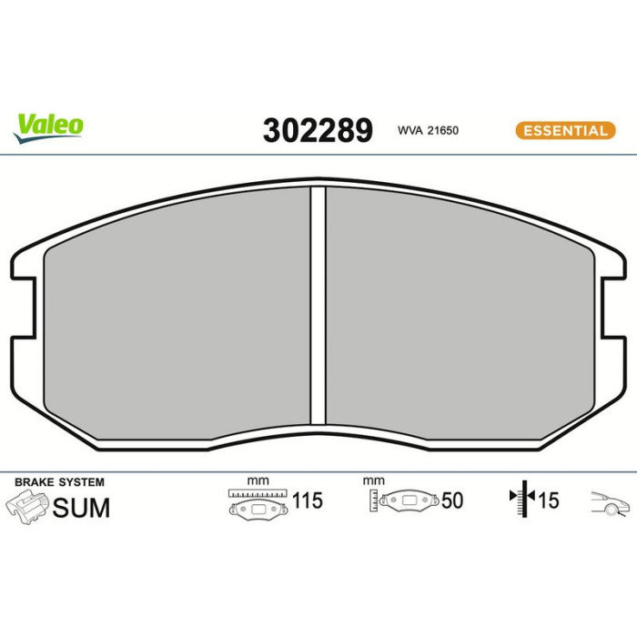 Valeo Bremsbelagsatz 302289 Valeo Bremsbelagsatz 302289